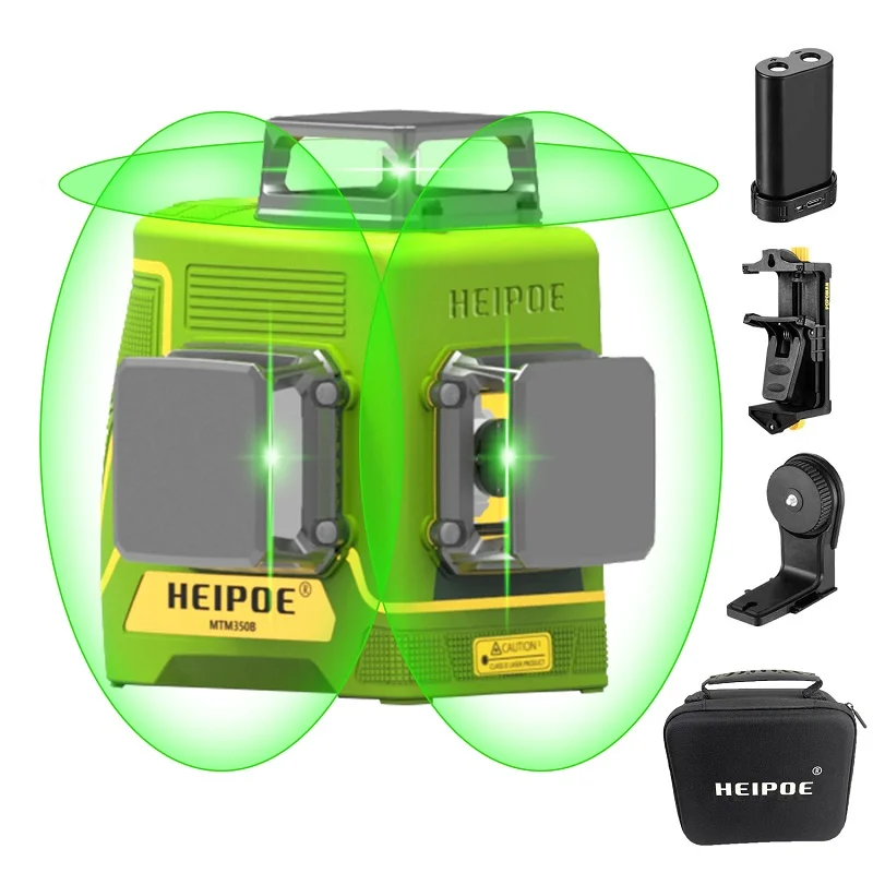 Heipoe 12 lines Green beam Self-leveling Vertical & Horizontal Laser Level with