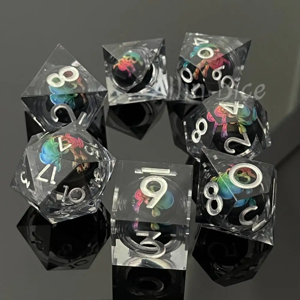 Dnd 게임용 송진 주사위 키트, 다면체 날카로운 가장자리 주사위 세트, 역할 놀이 주사위, DND 선물, 던전 보드 게임용 RPG 주사위