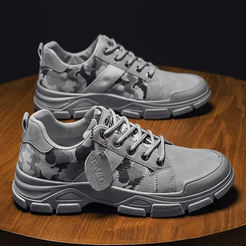 Outdoor Hiking Camouflage Boots Men's Casual Workwear Shoes Retro Trekking Climbing Desert Boots Low Top Canvas Shoe 6