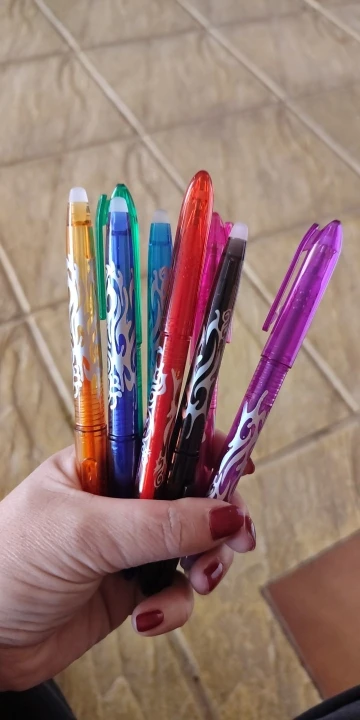 Bolígrafo de Gel borrable multicolor, punta de 0,5mm, pintura, escritura, dibujo, escuela, negro, azul, rojo, rosa, naranja, verde, morado, azul claro, 8 Uds. photo review