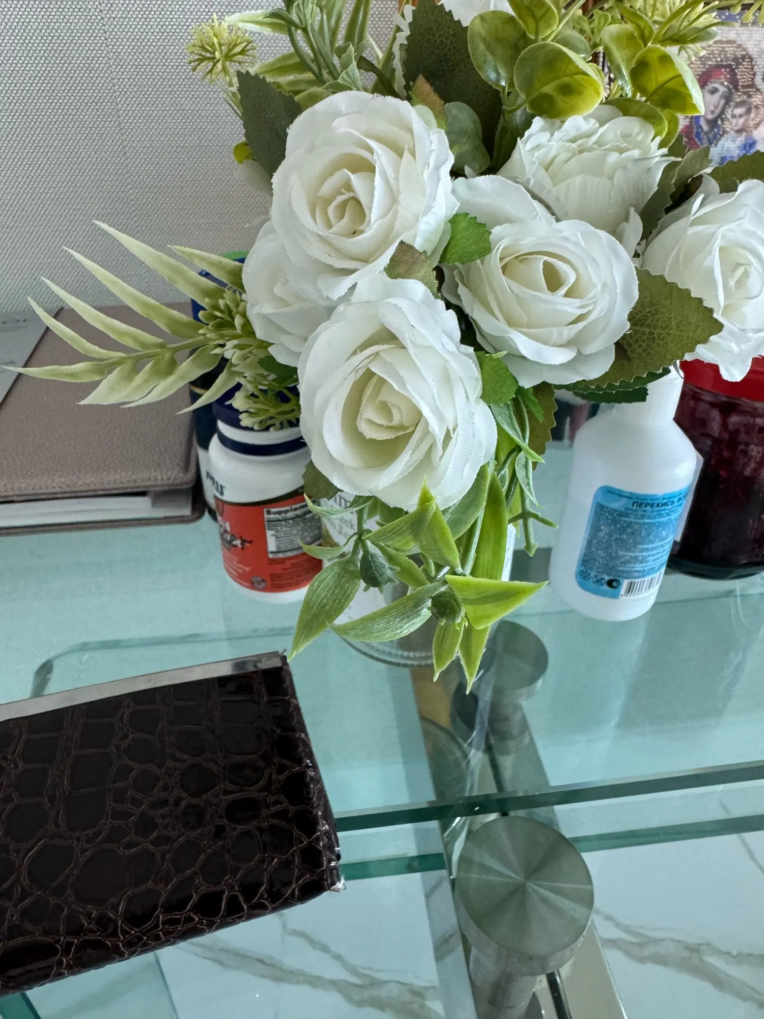 Bouquet de roses artificielles blanche en tissu photo review