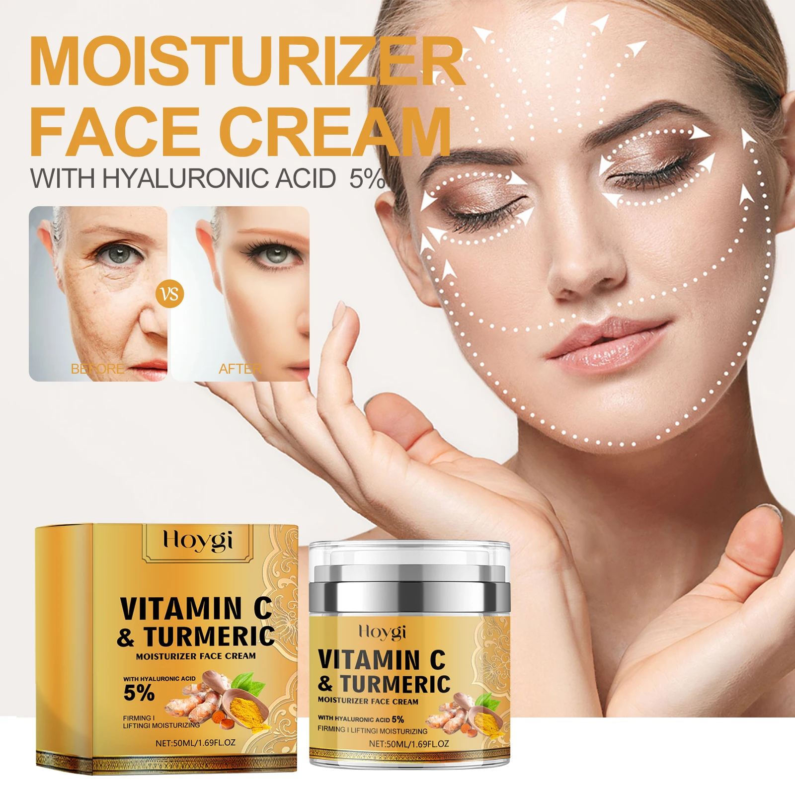 Hoygi 100ml Turmeric Face Wash Cleanser Clean Pores Glow Skin Care Hydrating Oil Control Remove Blackhead Exfoliating Cleanser 3