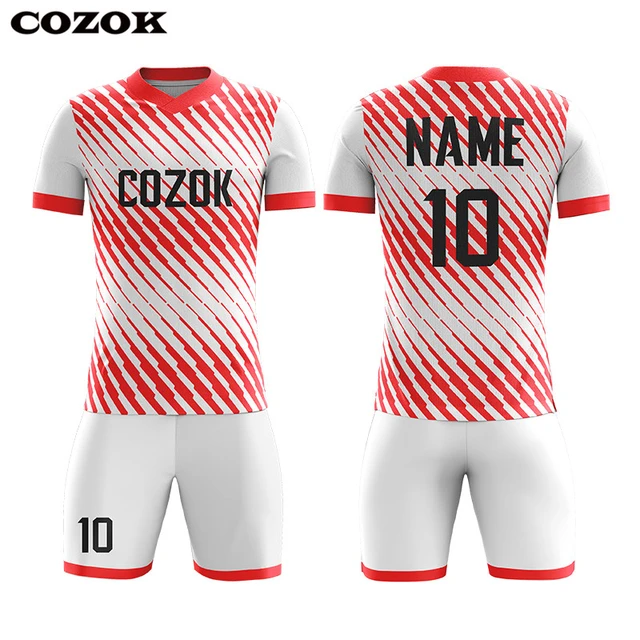 Custom Red White Sublimation Soccer Uniform Jersey Youth Size:120