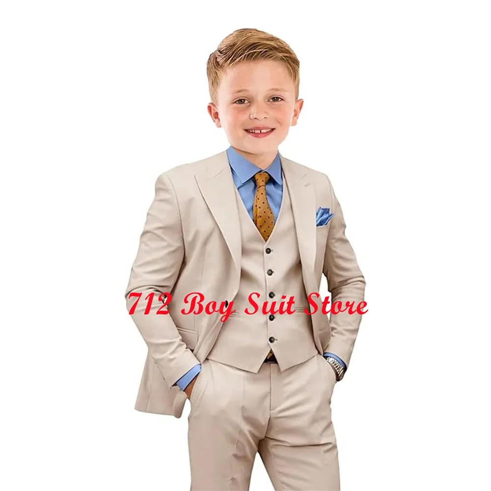 Sky Blue Boys Suit Wedding Tuxedo Formal Blazer 3 Piece Set Kids Jacket Vest Pants Children Clothes