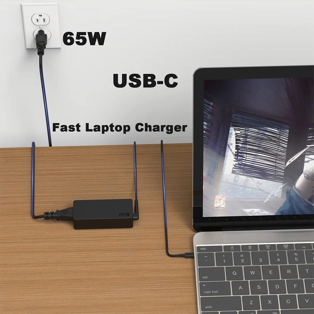 Caricabatterie Per Laptop Usb C Da 65W Per Lenovo Thinkpad/Yoga/Chromebook,Hp Acer Asus Samsung Mac Book Pro Dell Chromebook Latitude Xps 13