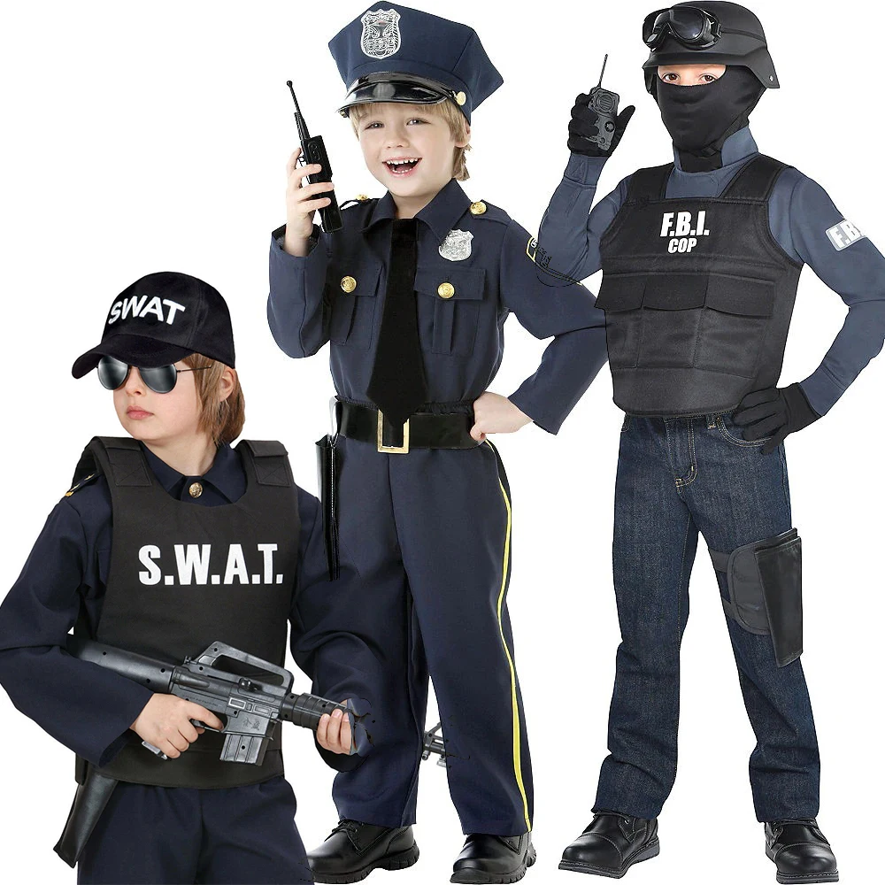 Poliziotto bambini Costume SWAT Costume per ragazzi Costume classico della  polizia uniforme ufficiale di polizia della ragazza gioco di ruolo bambino  costumi FBI - AliExpress