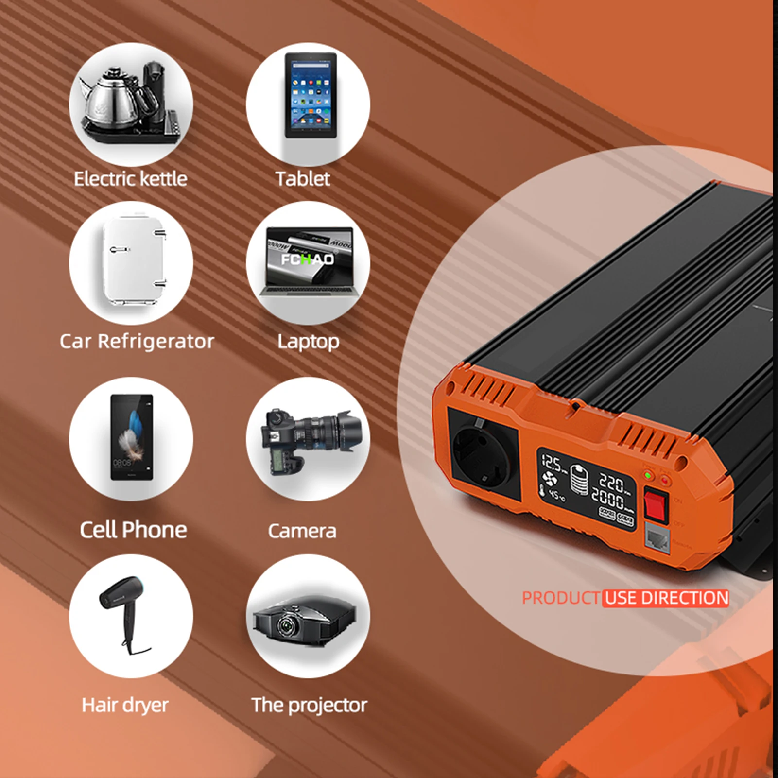 Inversor de onda senoidal pura, transformador 12V a 220V, tomada da UE, display LCD, controle remoto para casa, camping, rvs, 6000W