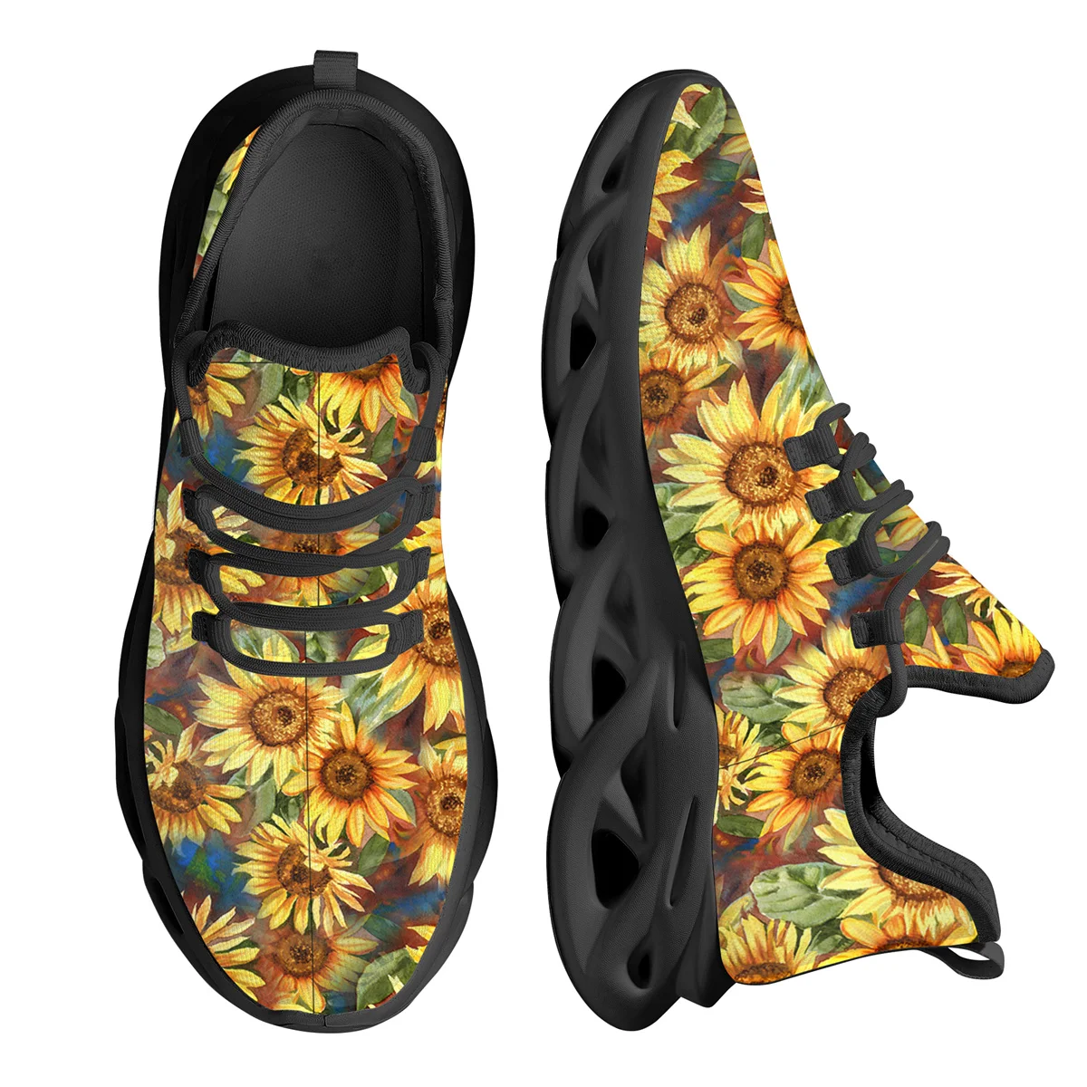 

Doginthehole Classic Sunflower Print Vulcanized Shoes Comfort Sneakers Lightweight Lace Up Teen Girls Flats Zapatos Mujer