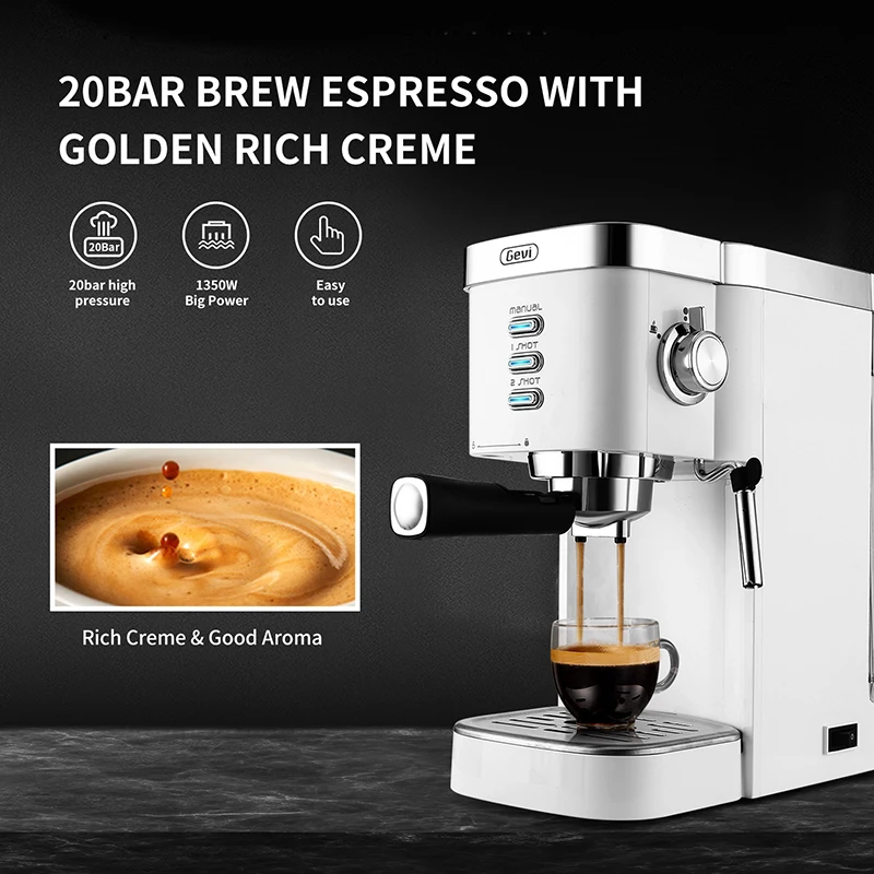 Gevi Espresso Machines 20 Bar Fast Heating Automatic with Foaming Milk
