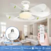 Socket Fan Light with Remote, 20.5in Small Ceiling Fan with LED, E26/27 Cordless Light Screw Fan for Kitchen Bedroom, Small Room 2