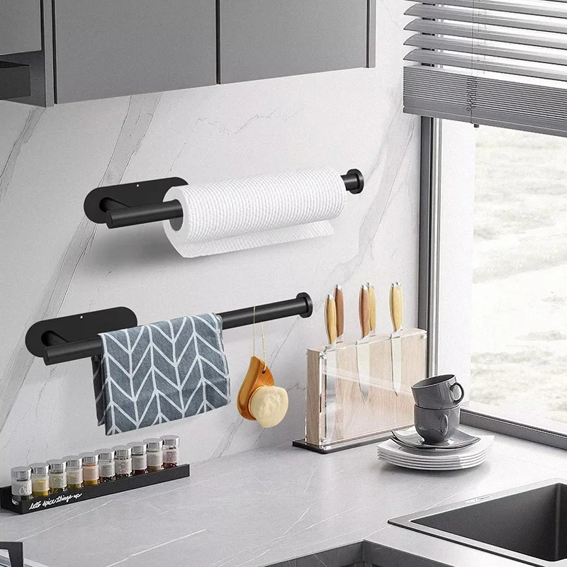 Toilet Paper Holder Organizer Kitchen Towel Rack No Drill Stainless Steel Paper Roll Holder Bathroom Accessories