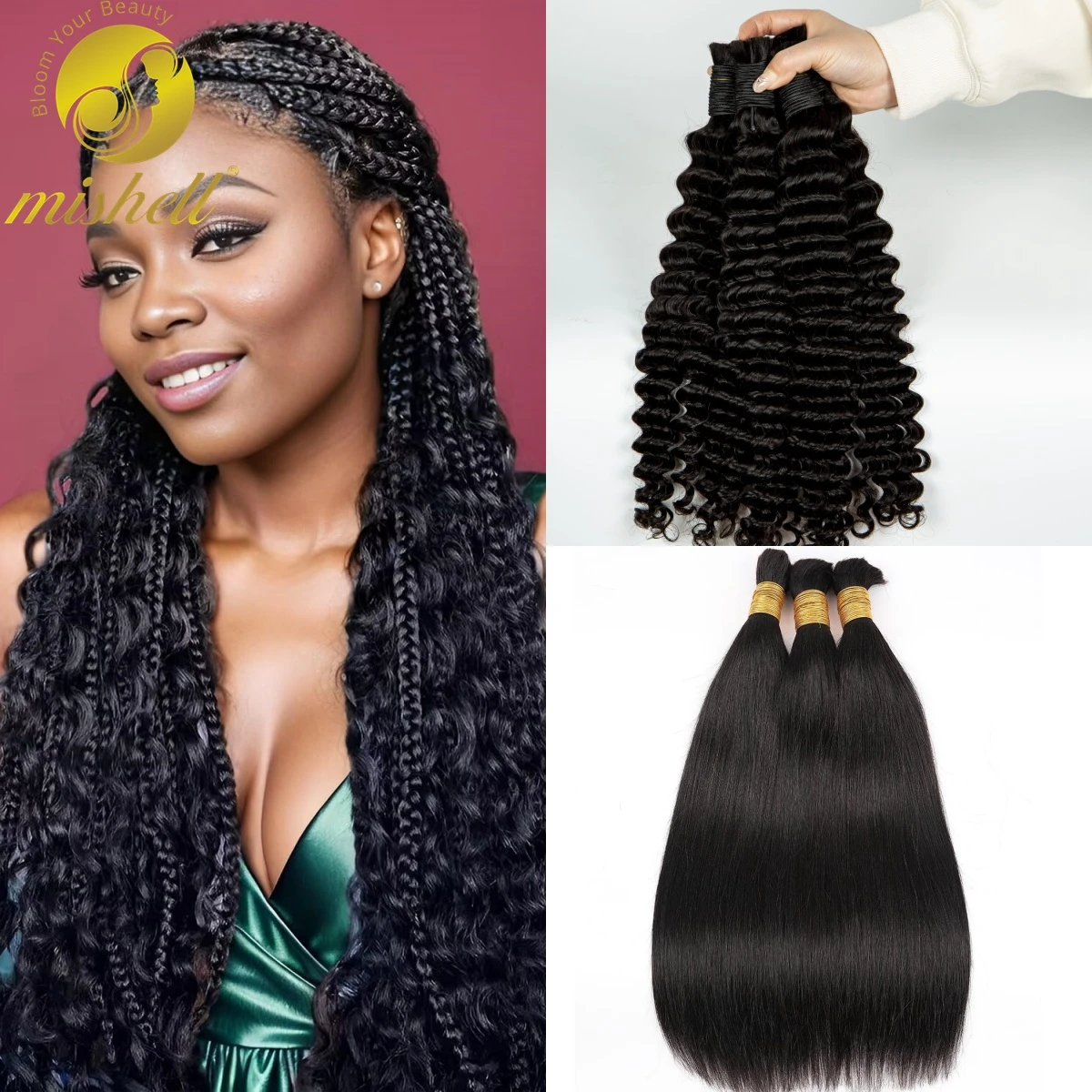 

Human Braiding Hair 1 Bundle 50g 26 28 Inch Deep Wave Human Hair Bulk for Braids Hair No Weft 10A Virgin Curly Hair Extensions