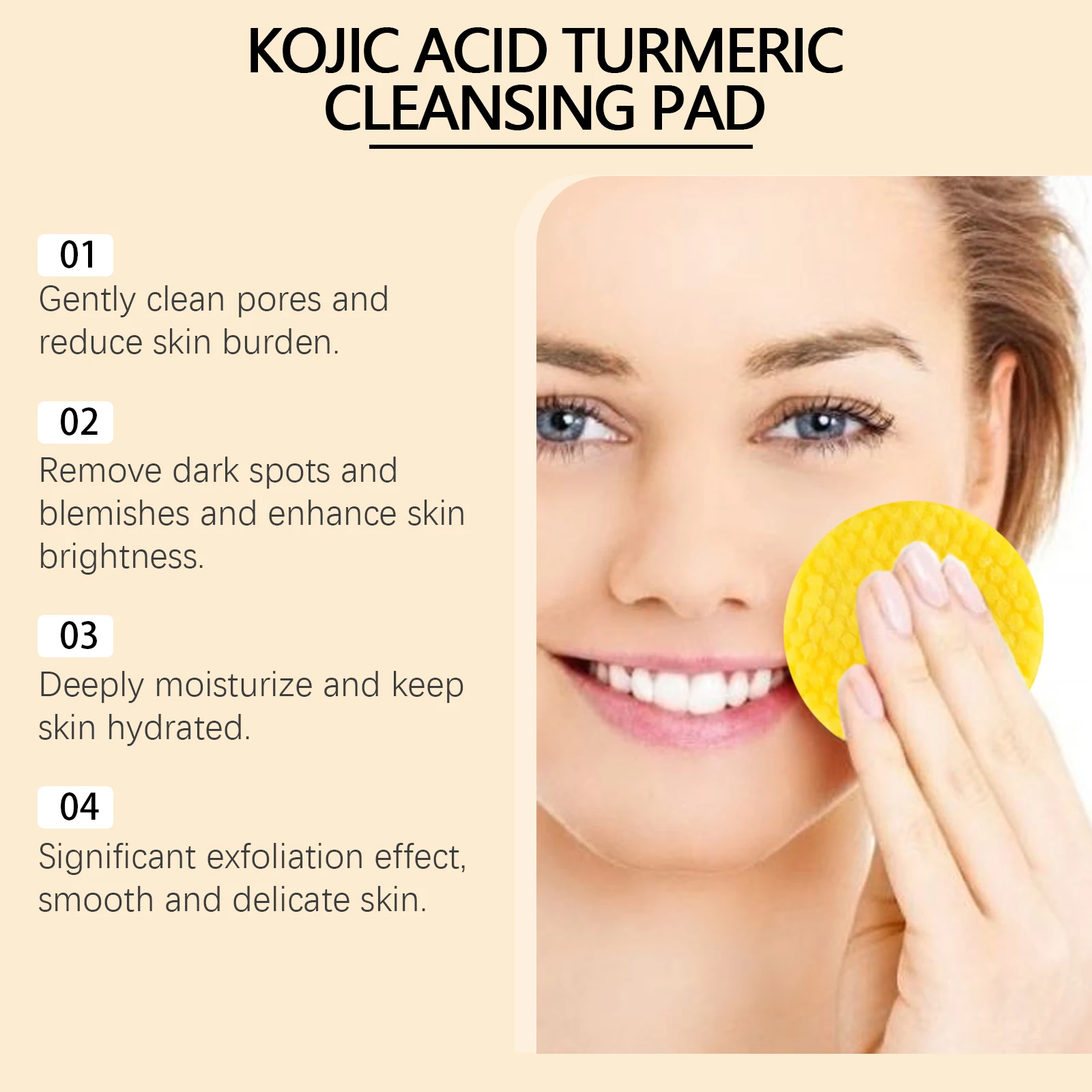 Turmeric Face Cleaning Pads Gentle Exfoliating & Pore Refining_voghion.com