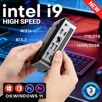 Portable Gaming Mini PC Windows 11 Pro Intel Core i9 8950HK i7 4510U 16GB RAM 1TB 2TB SSD WiFi6 UHD Graphics 1000Mbps Mini PC