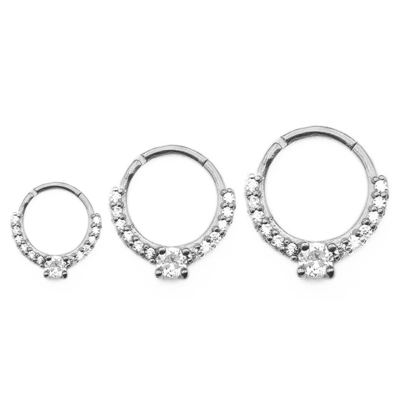 16G Zircon Daith Segment Nose Rings Septum Jewelry Cartilaged Earrings