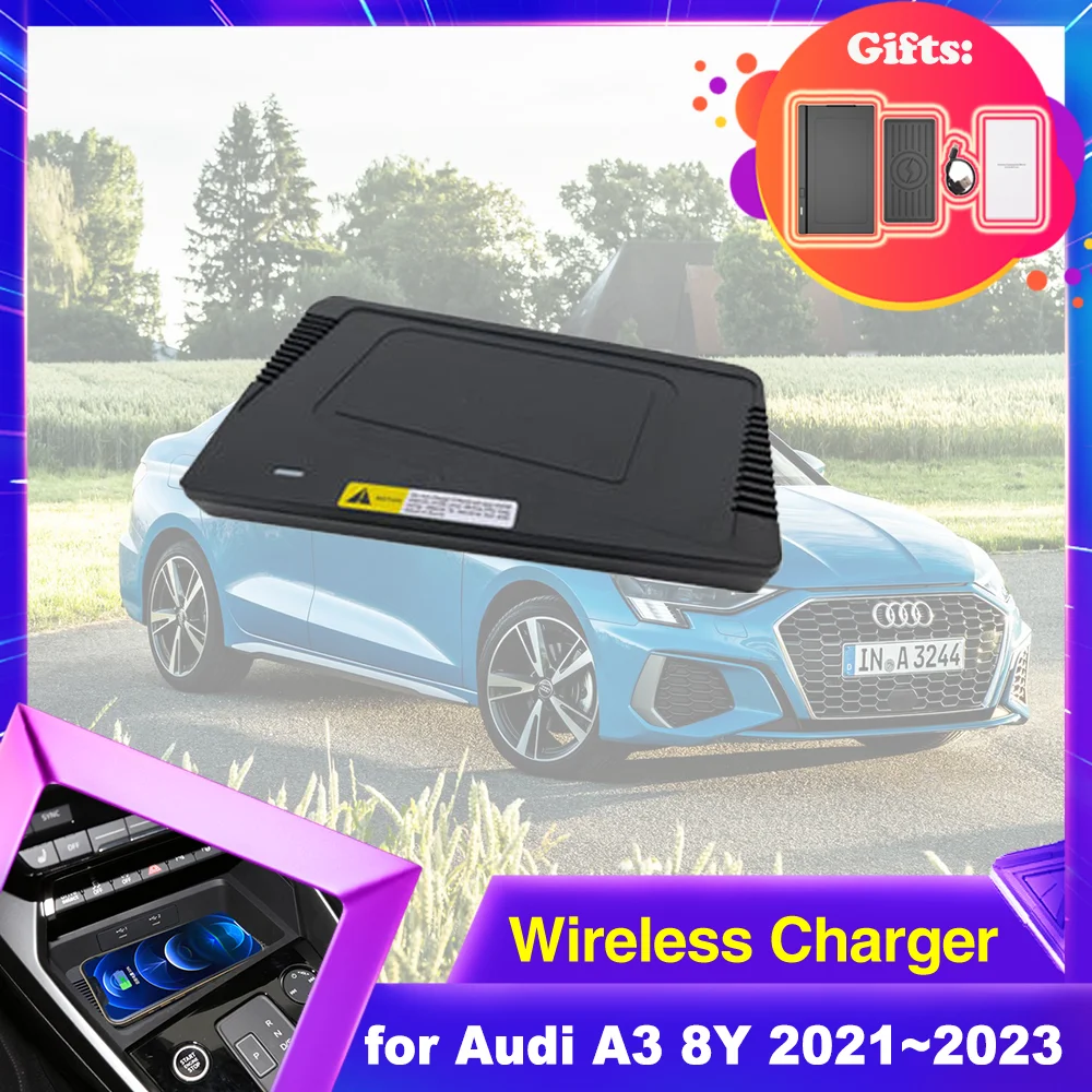 15W Car Wireless Charging for Audi A3 8Y RS 3 S3 Sportback 2021 2022