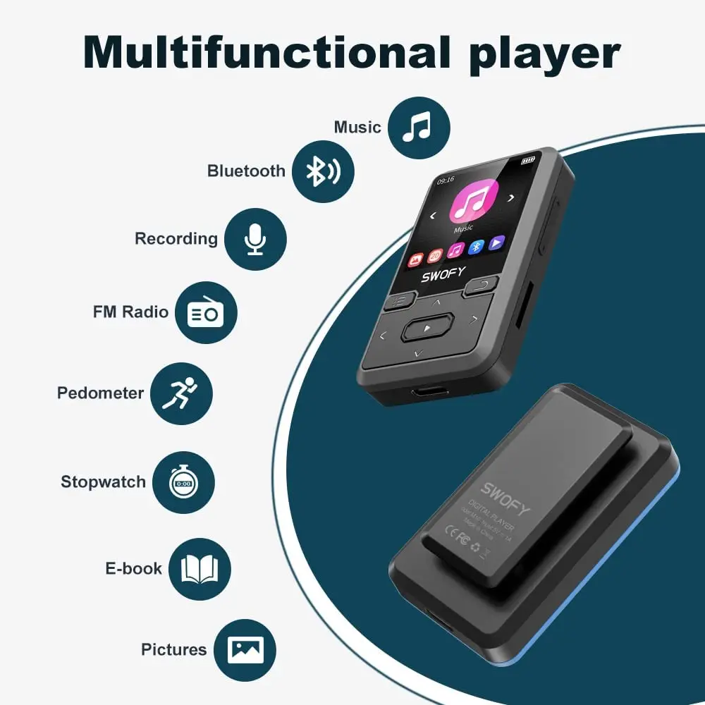 MECHEN M10 32GB Clip Mini MP3 přehrávač Bluetooth 5.0 - Image 5