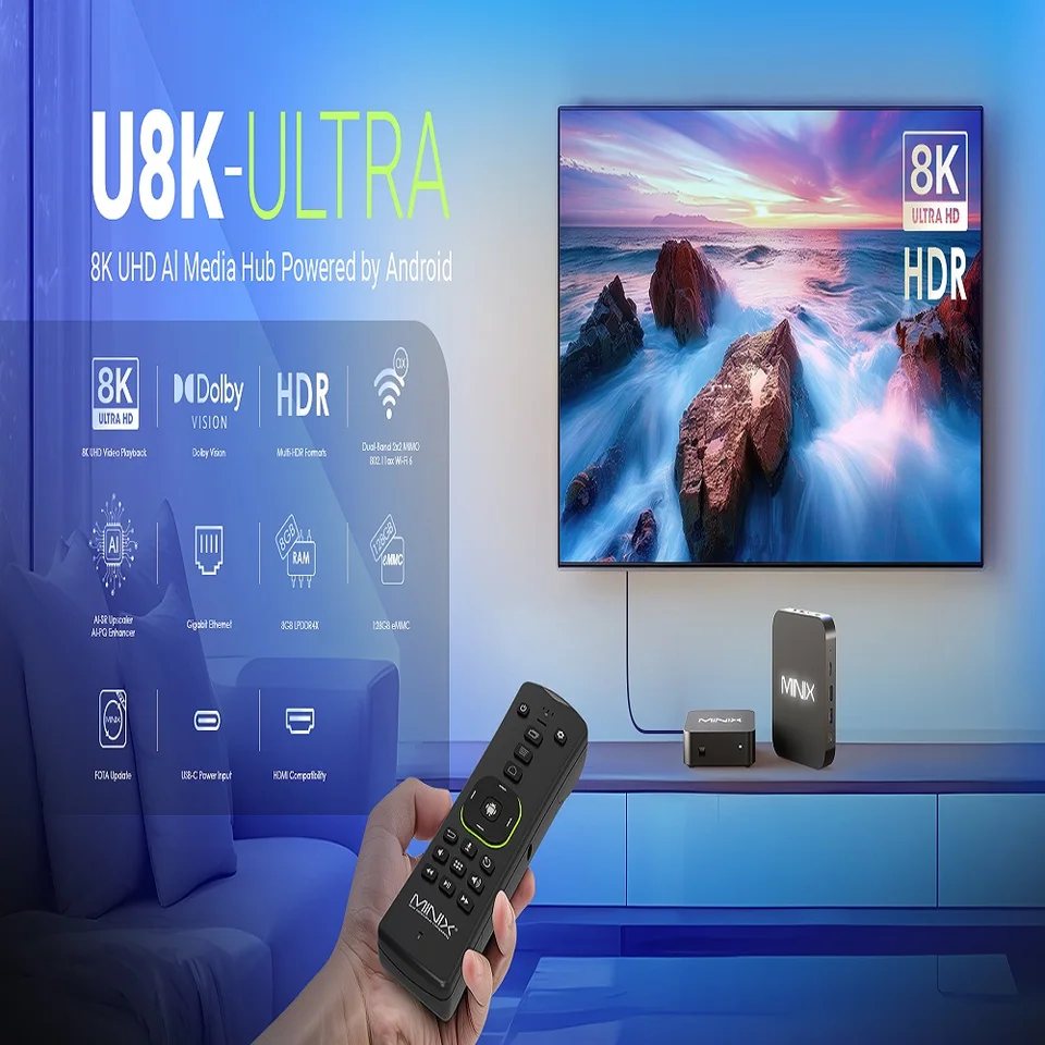 MINIX U8K-ULTRA 8K UHD Al Media Hub Powered by Android,Amlogic