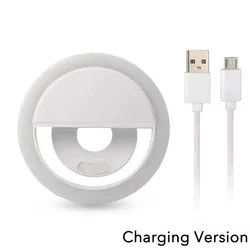 USB Rechargeable LED Selfie Ring Light for Enhanced Mobile Photography and Live Streaming (White)