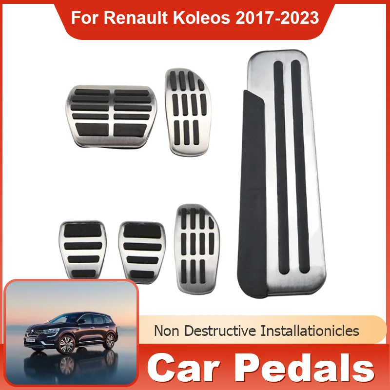 

Stainless Steel Car Foot Pedals Accessories Gas Fuel Brake Restfoot No Drilling Pedal for Renault Koleos Samsung QM6 2017~2023