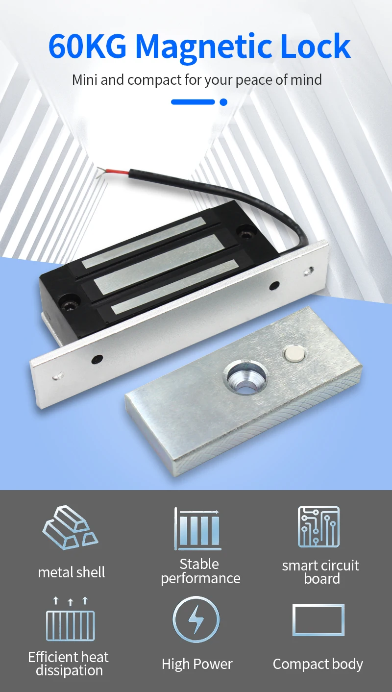 DC12V 60KG 130Lbs Holding Force Mini Access Control Electric Magnetic Lock Side