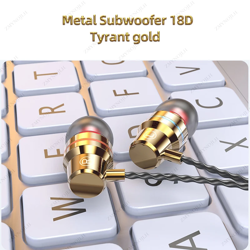 3.5Mm In-Ear Metallo Heavy Bass Cablato Sport Auricolare Microfono Telefono Musica Moda Cuffie Per Samsung Xiaomi Huawei Phones