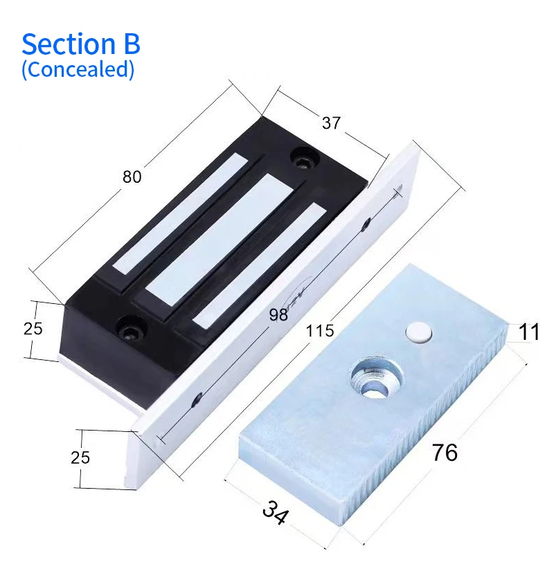 DC12V 60KG 130Lbs Holding Force Mini Access Control Electric Magnetic Lock Side