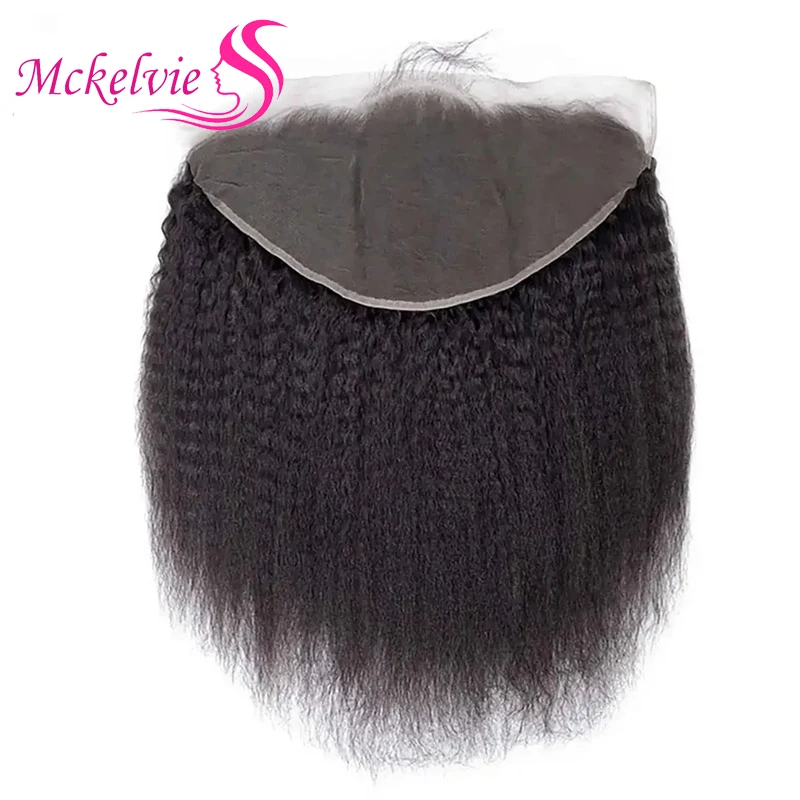 Kinky Straight 13x6 Lace Frontal Closure Human Hair Transparent Lace Frontal Brazilian Remy Hair Soft and Silky For Women