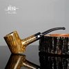 MUXIANG Handmade Briar Pipe Hammer Desktop Tobacco Pipe Wooden Straight Stem Pipe Real Briar Pipes flat-bottomed hammer pipe 6