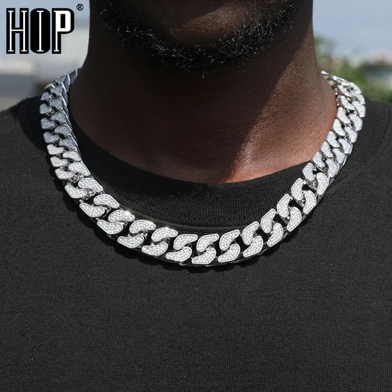 

Цепочка Из кубинской цепи Майами для мужчин и женщин, выразительное ожерелье в стиле хип-хоп 14 мм, сверкающее Ювелирное Украшение с фианитами ААА +