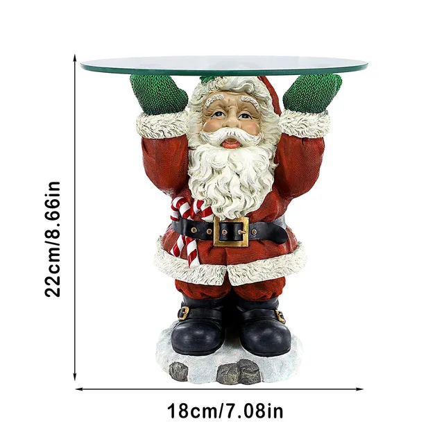 Resin Santa Claus Statues Holding Snack Tray Christmas Figurine