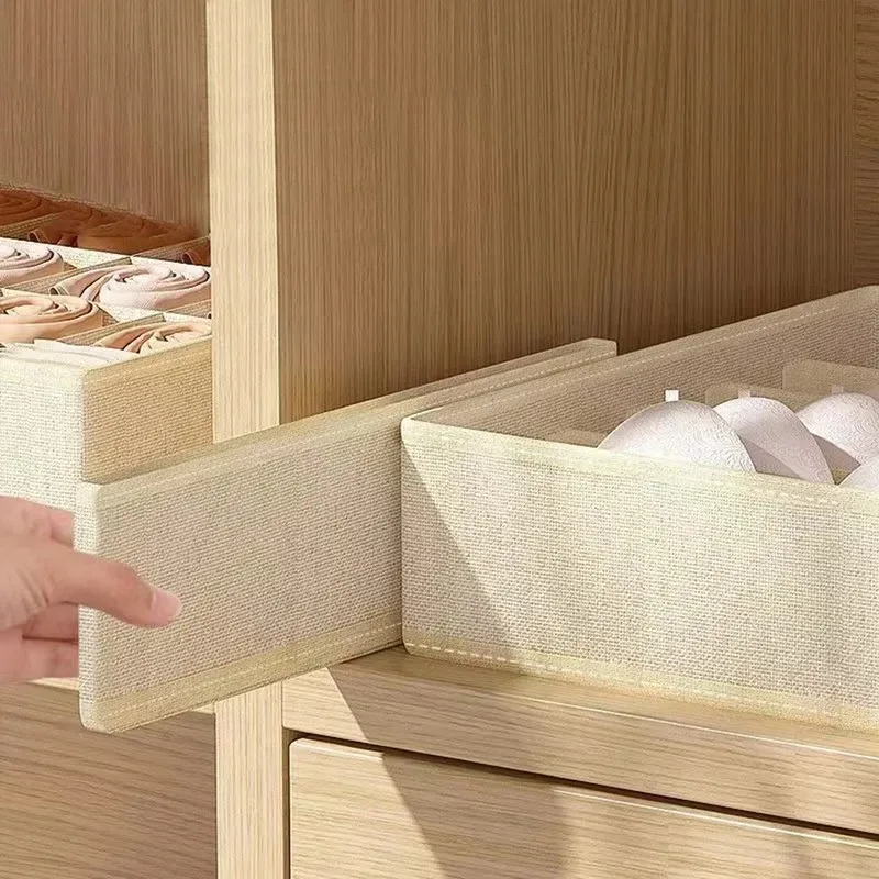 Description Picture 4 of item1-2Pcs Underwear Storage Boxes Socks Clothes Storage Organizer Non-woven Fabric Drawer Type Panties Three-piece Set Box Box Home