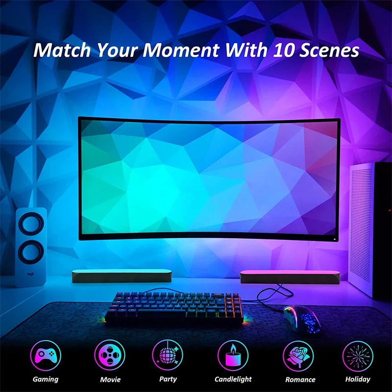 RGB Symphony LED Desktop Night Light - App Controlled Music Rhythm Atmosphere Lamp