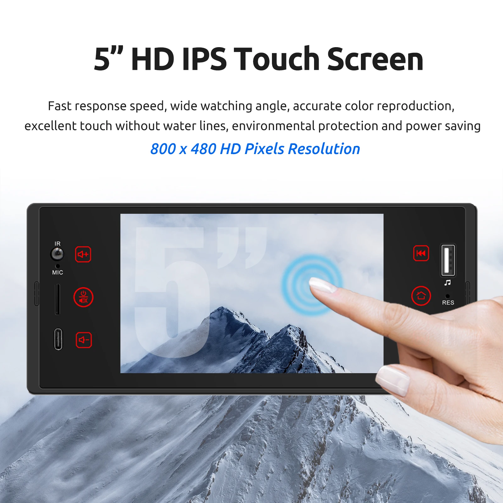 Фото Автомагнитола ESSGOO 1Din, mp5-плеер, Авторадио, стерео 5 дюймов IPS экран, Bluetooth Mirrorlink Тип C, универсальный мультимедийный плеер для автомобиля №2