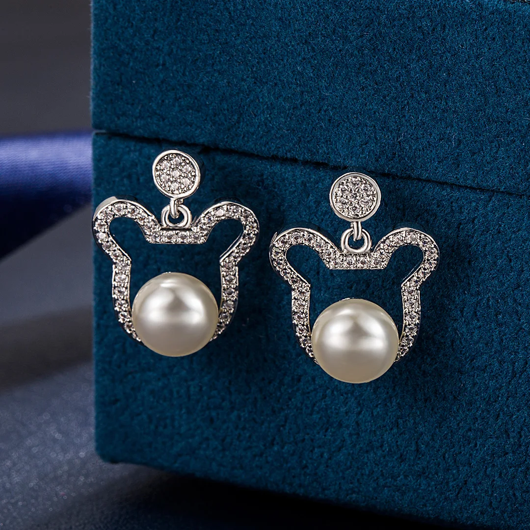 

Silver 925 Jewelry earrings for women Luxury Zircon Bear New in Ear Studs Fashion Jewelry Christmas Gift Free Shipping Items