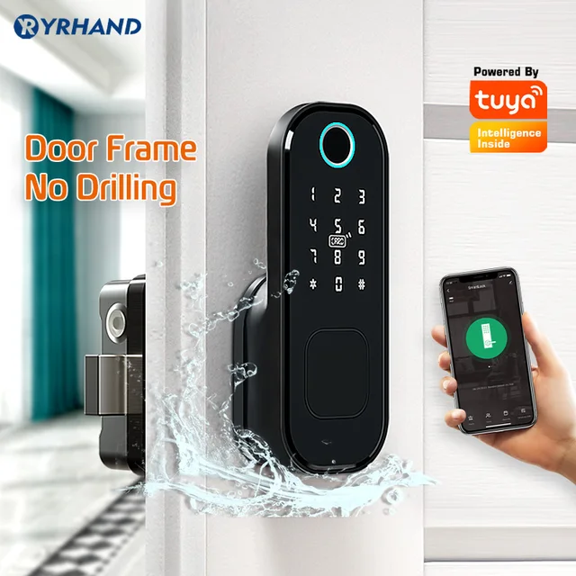Tuya Smart lock Waterproof Wifi Fingerprint Rim Lock Smart Card Digital Code Electronic Door Lock For Home Security Mortise - Image 3