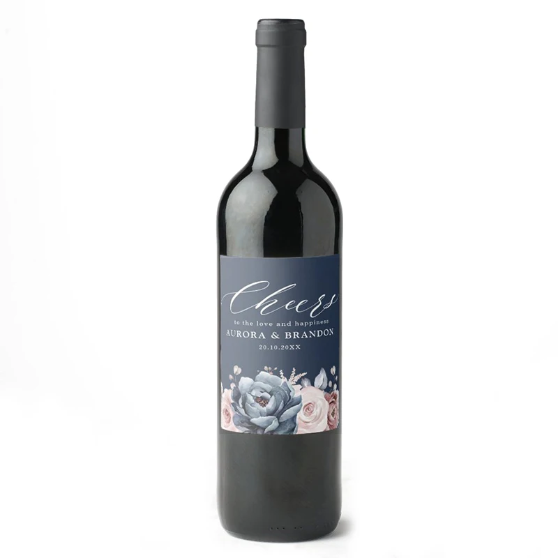 thumbnail image 1 of Etiqueta de vino de boda personalizada, recuerdo floral, logotipo personalizado, suministros para fiesta de boda., 1 of 5