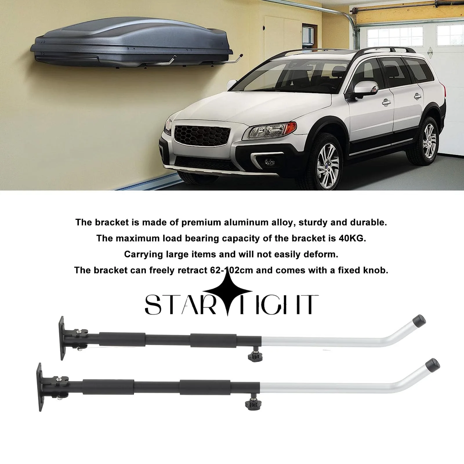 Car Exterior Parts Car Roof Luggage Side Wall Storage Rack Wall Mounted Bracket 75 kg Load Capacity For Surfboards Kayaks