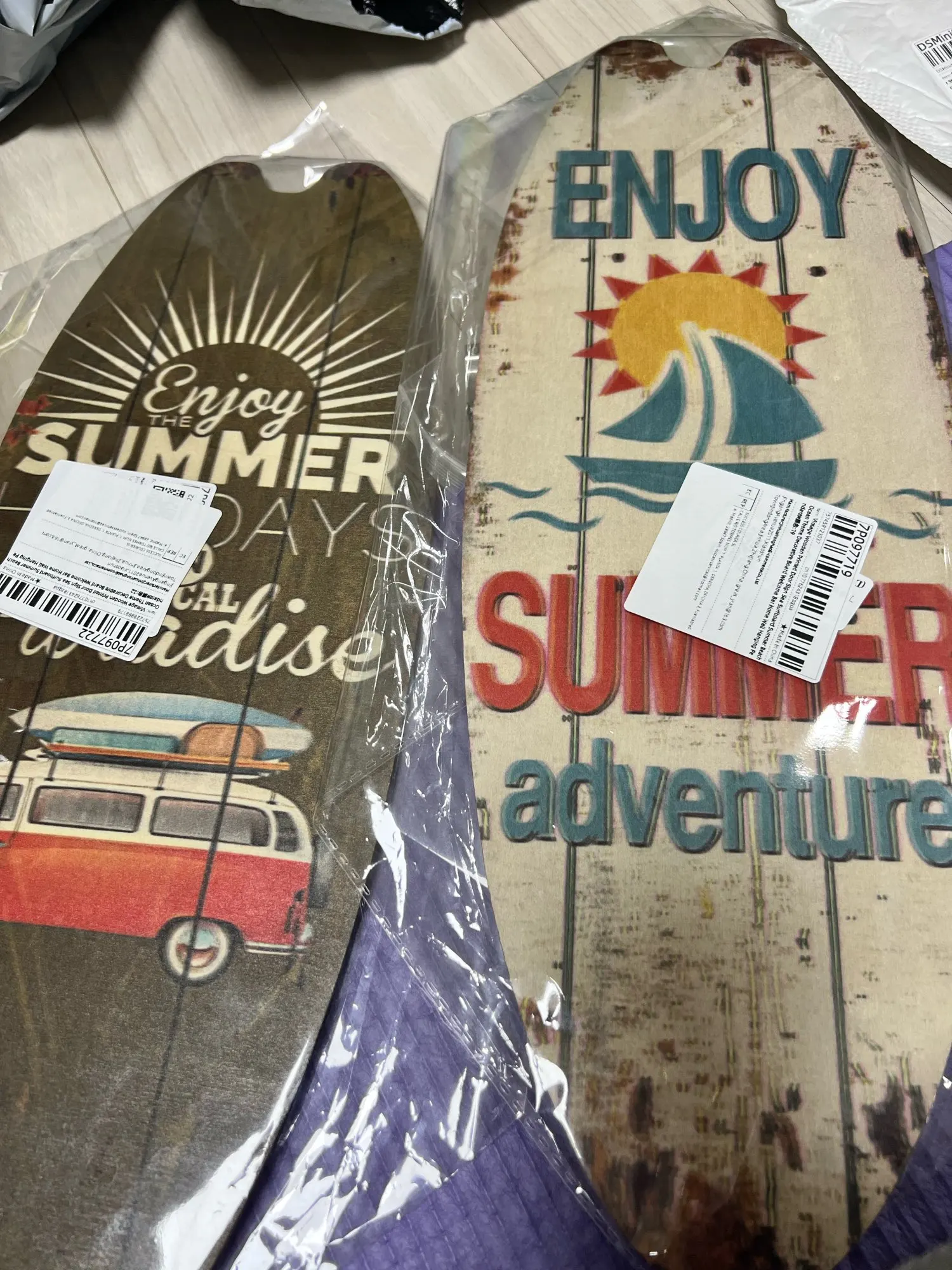 Beach Themed Vintage Wooden Surfboard Sign photo review