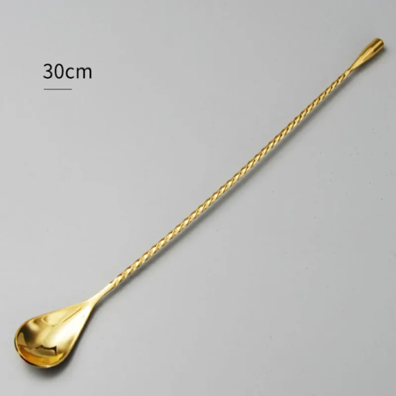 30/40cm Stainless Steel Cocktail Bar Spiral Pattern Drink Shaker Muddler Stirrer Twisted Mixing Spoon Kitchen Tool cocktail spoon,cocktail stirrers