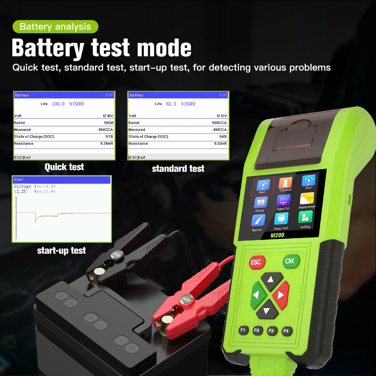 JDiag M200 Motorcycle Diagnostic OBD2 Scanner Moto Fault Code Reader Battery Tester Motoscan Tool For BMW Yamaha Kawasaki Honda