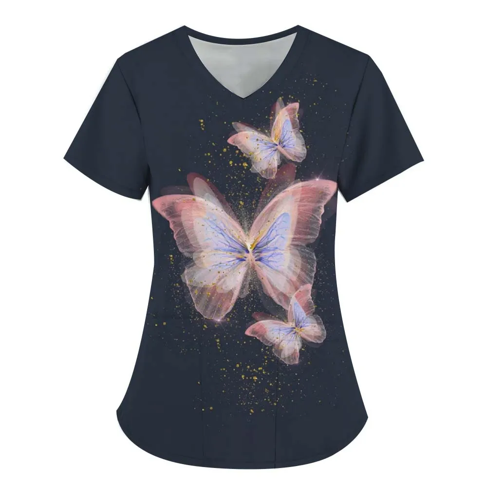 Uniforme quirúrgico para mujer, estampado de elemento de mariposa