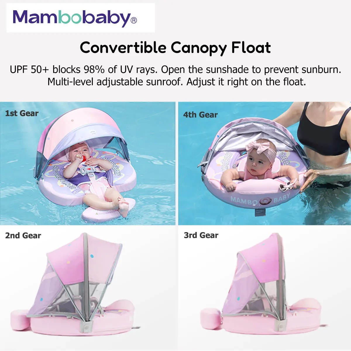 Mambobaby float 2 VIP Non-Inflatable Baby Float with Canopy Chest Floater Spa Buoy Trainer Suppliers