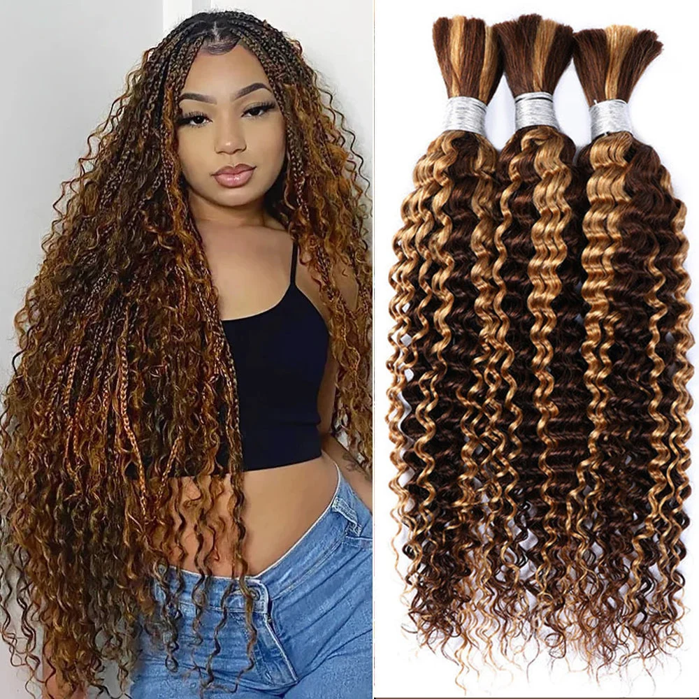 Braids Human Hair Weave 4/27 4/27 Highlight Ombre Deep Wave Human