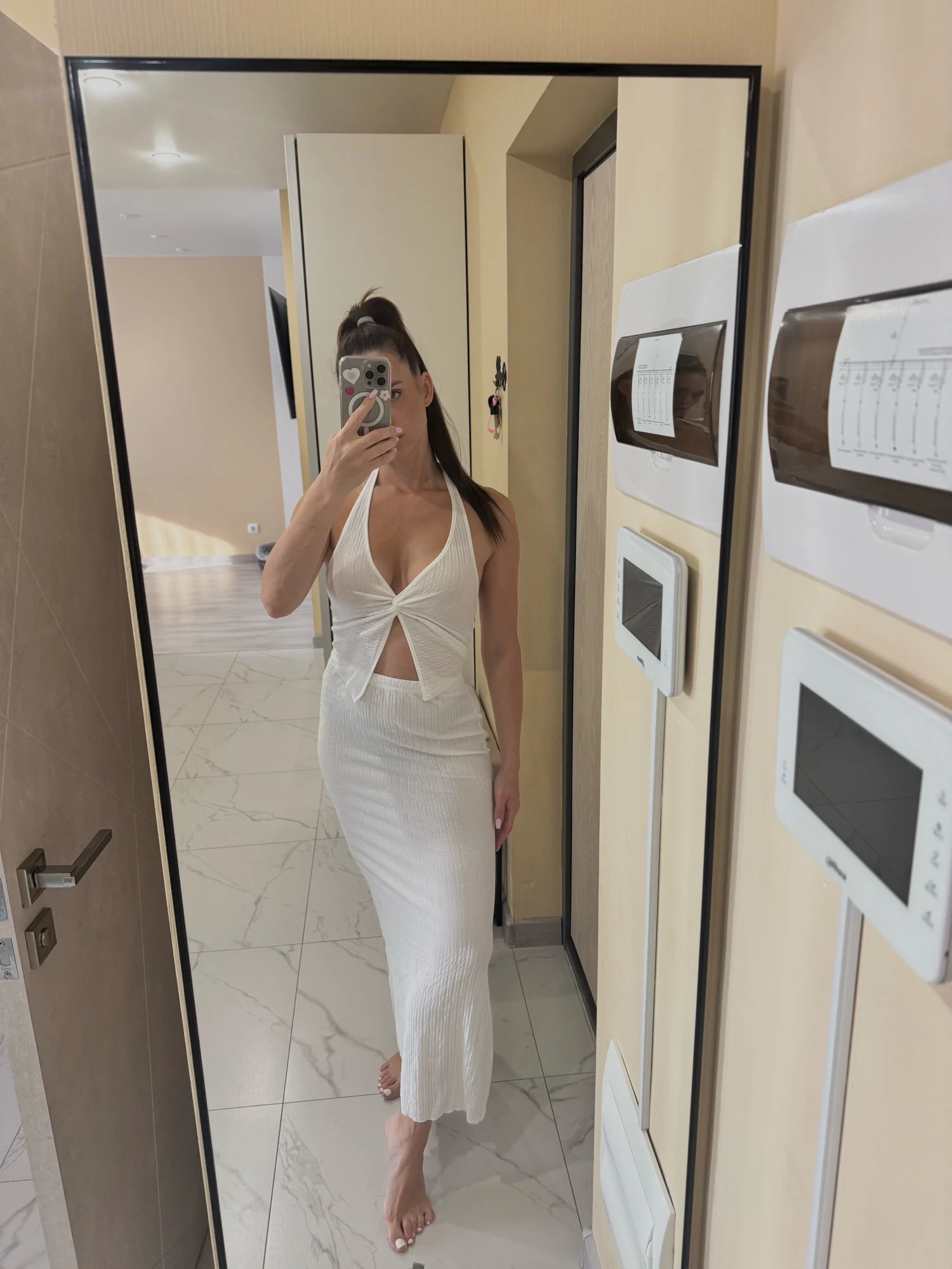 Chic Two-Piece Summer Set: Lace-Up Top & Long Skirt Elegance photo review