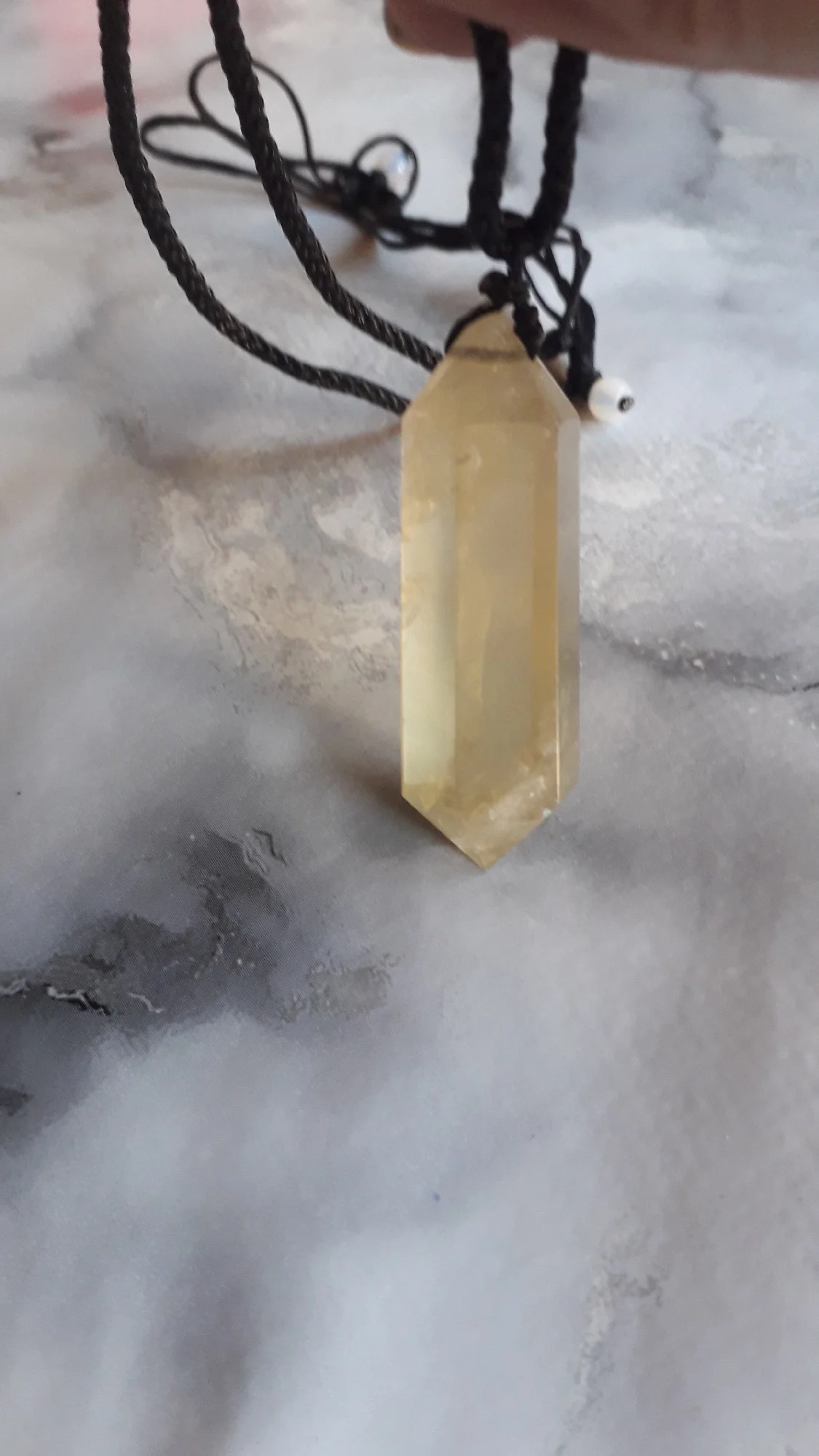 Pendentif pointe en Citrine - Losange jaune