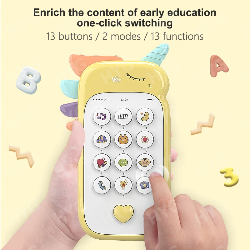 Early Education Toys Baby Phone Toys Cute Telephone Teether Musical Voice Toy Early Educational Learning Machine Electronic Children Cellphone Gifts