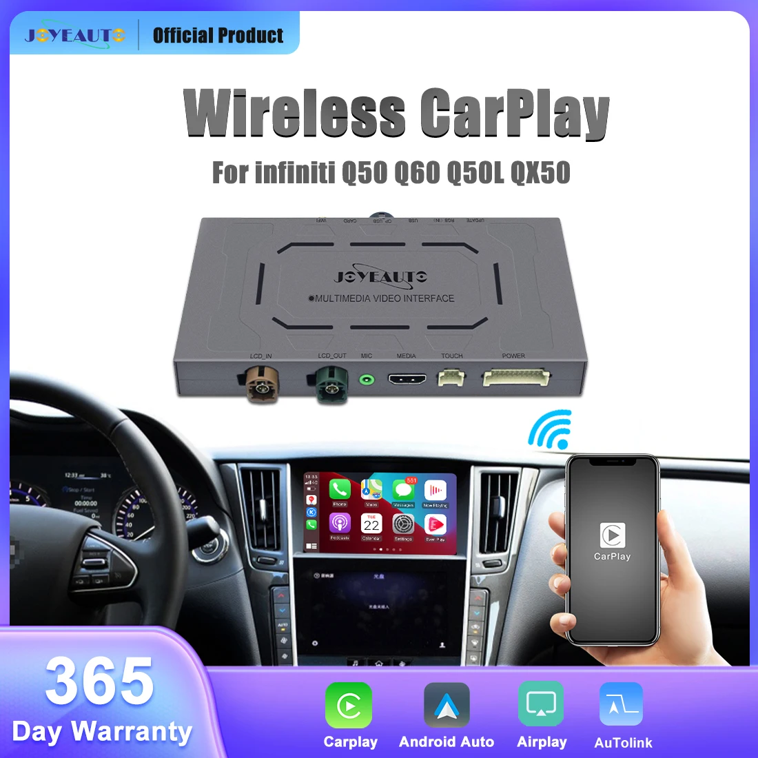 Joyeauto wireless apple carplay android auto retrofit kit for infiniti