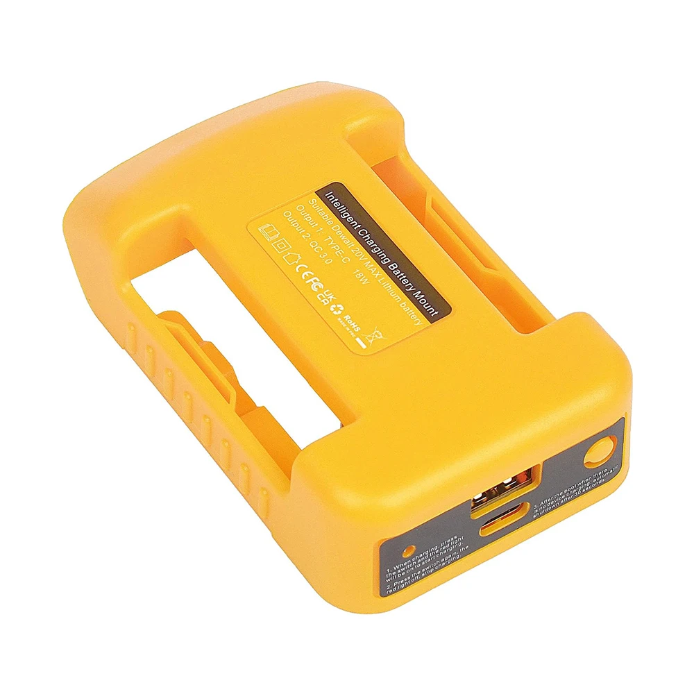 Dewalt 18V 20V 리튬 배터리 용 USB 충전기 어댑터 휴대용 Type-C 포트 고속 충전 배터리 보관함 홀더 케이스