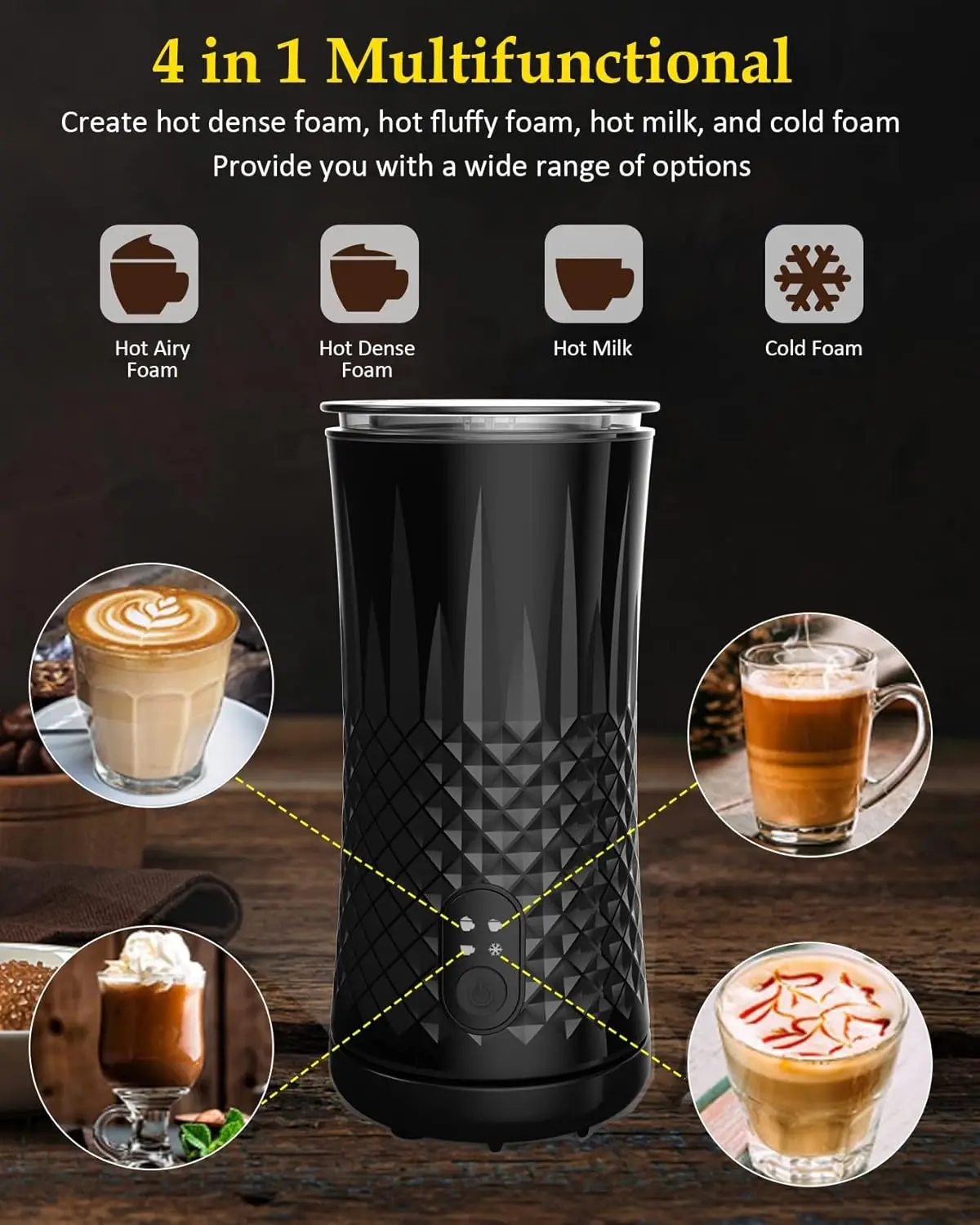 4 in 1 Electric Milk Frother And Steamer 240ml Electric Hot And Cold Milk Frother For Coffee Cappuccino Automatic Milk Frother 2